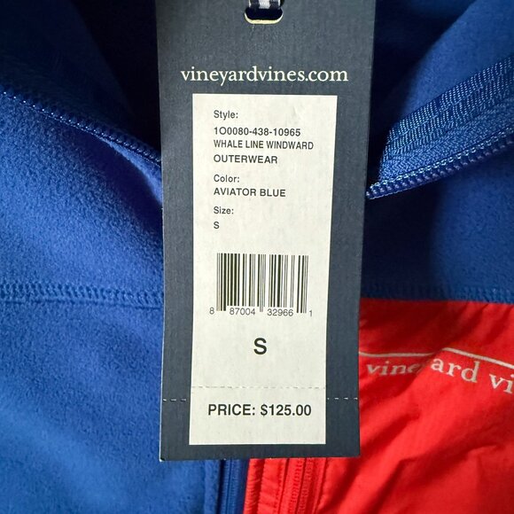 Vineyard Vines Men's Small Harbor Fleece Vest Aviator Blue / Red - Picture 8 of 13